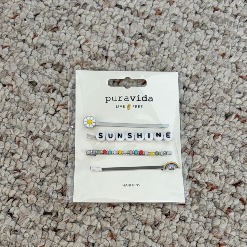 Pura Vida Sunshine Hair Pins Set - White and Multicolor